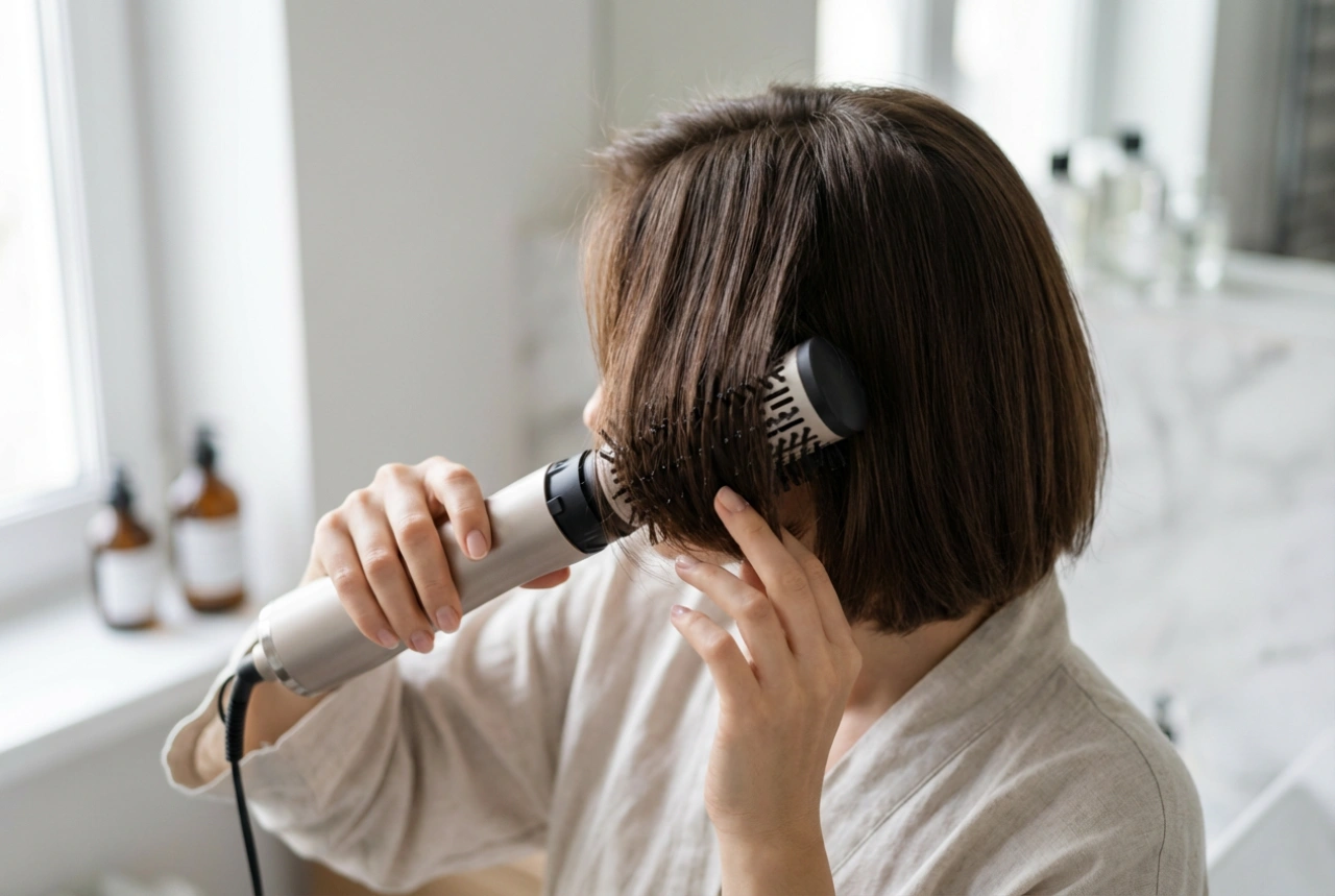 Brosse soufflante rotative pour cheveux courts : coiffage dès la racine