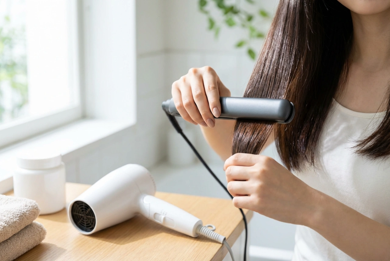 Sèche-cheveux et lisseur en duo : plan de coiffage pour une brillance saine