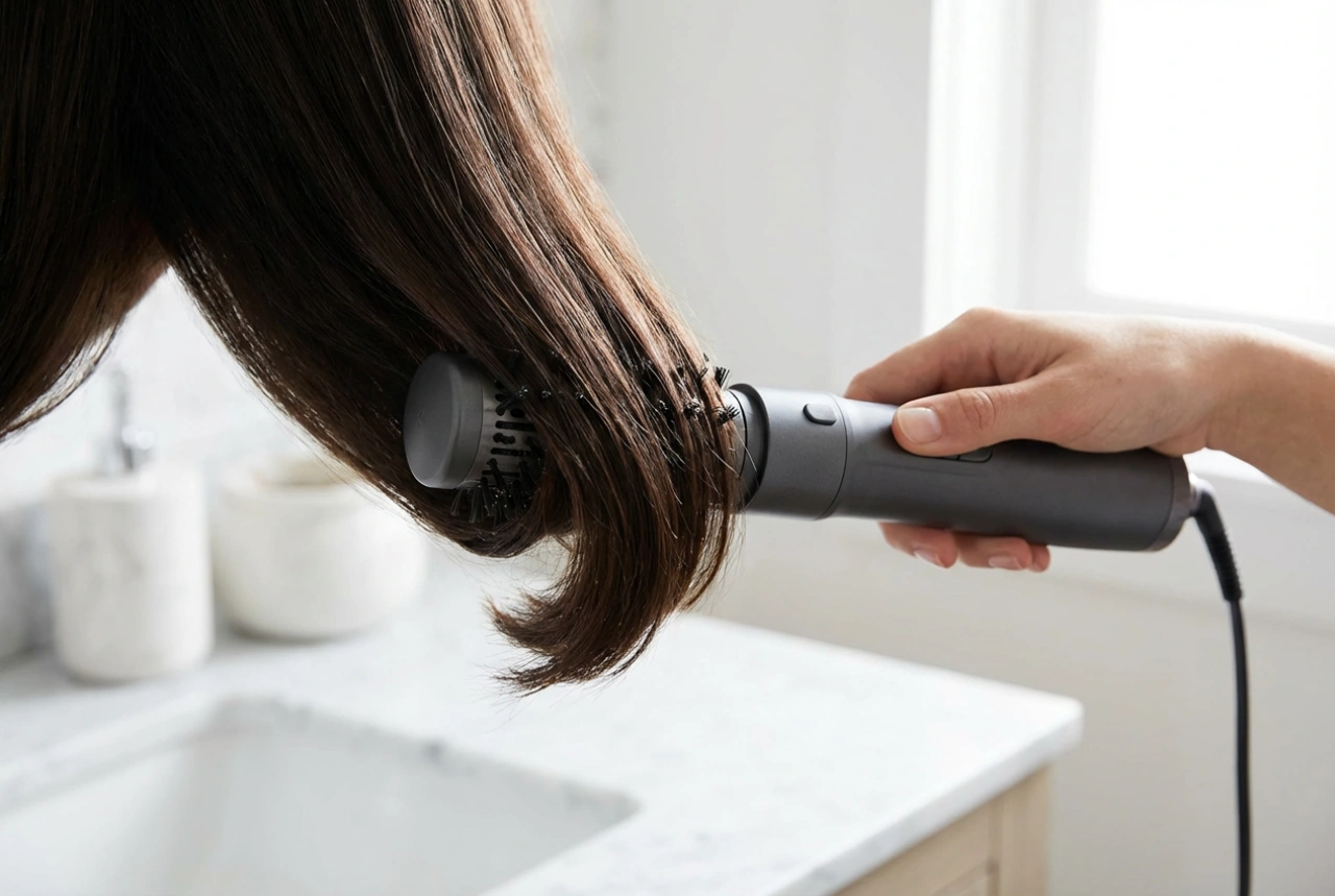 Brosse soufflante rotative avec ionisation : pour des mèches et des pointes lisses