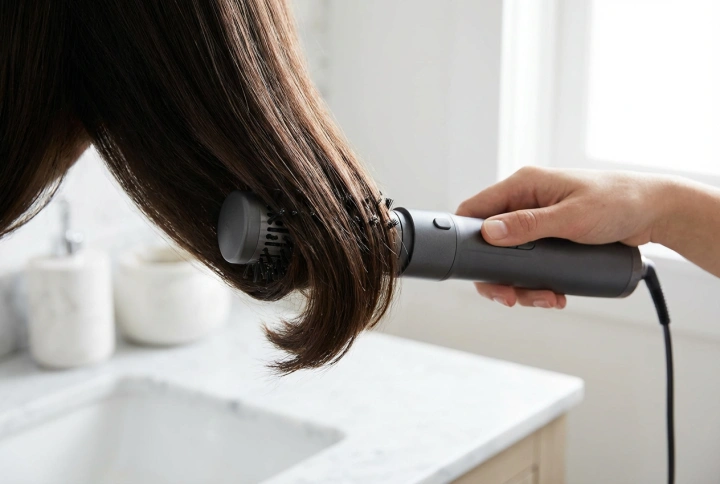 Brosse soufflante rotative avec ionisation : pour des mèches et des pointes lisses