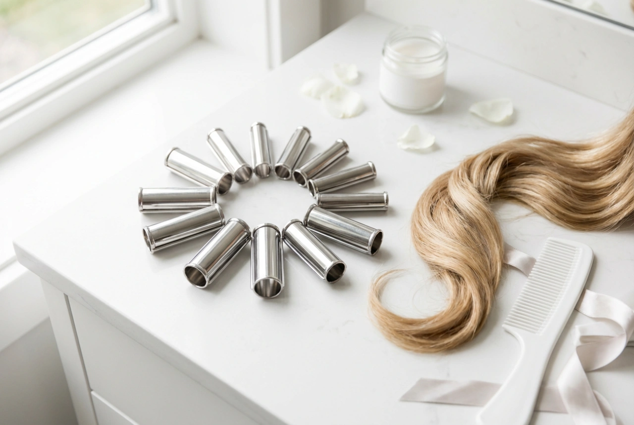 Bigoudis en métal : séchage au sèche-cheveux et protection des pointes