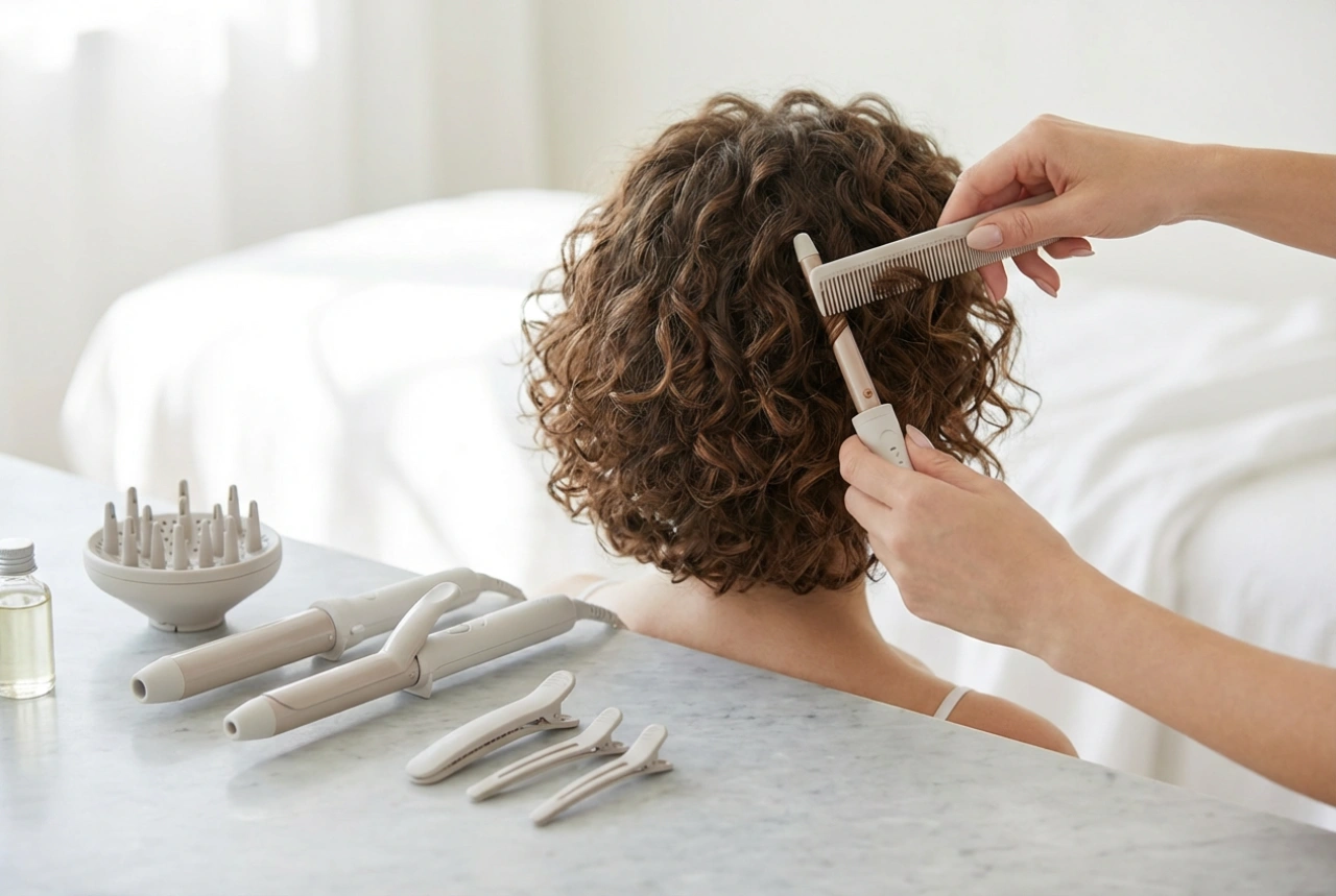 Boucles sur cheveux courts : choix des outils et sectionnement