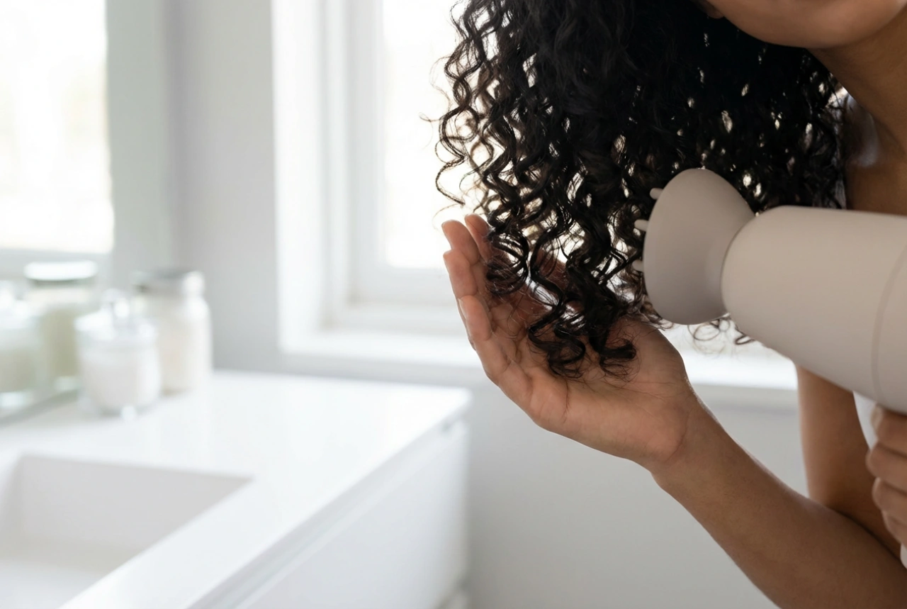 Des boucles soignées sans frisottis : utilisation d'un sèche-cheveux avec ionisation et diffuseur