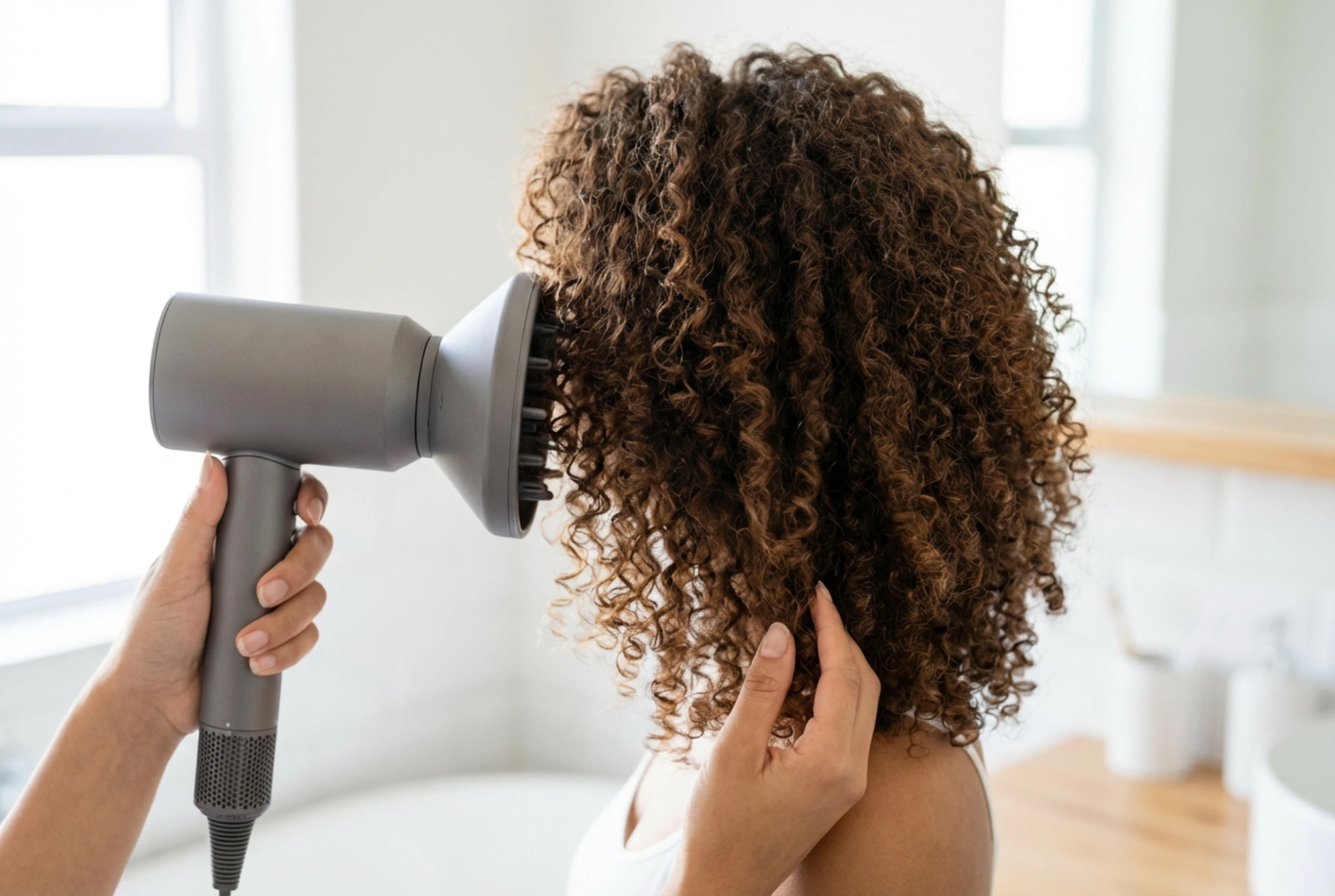 Sécher ses cheveux bouclés avec un diffuseur : guide pour des boucles définies