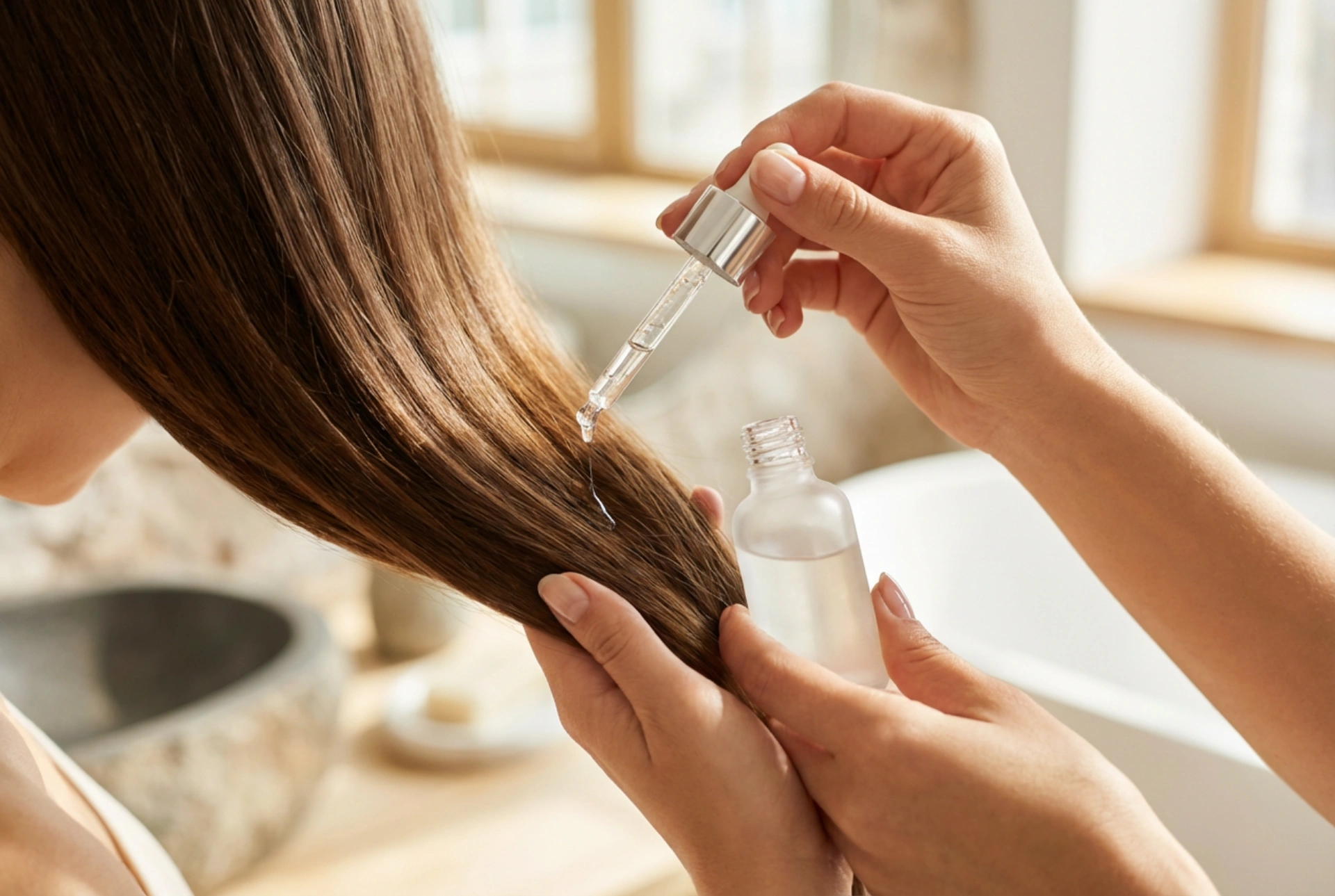 Sérum capillaire professionnel à la maison : lissage, brillance et dosage parfait