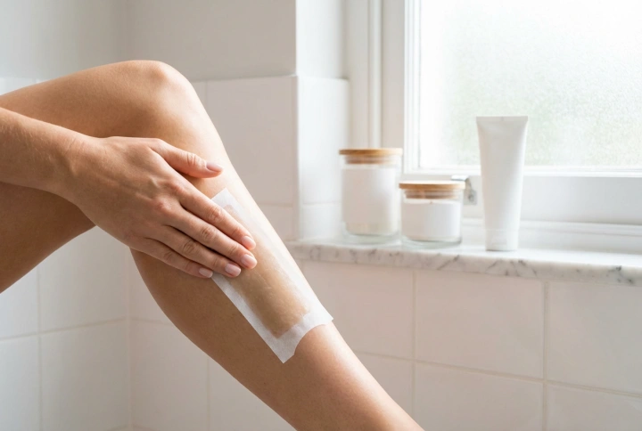 Bandes de cire pour l'épilation : application, pression, retrait et soins