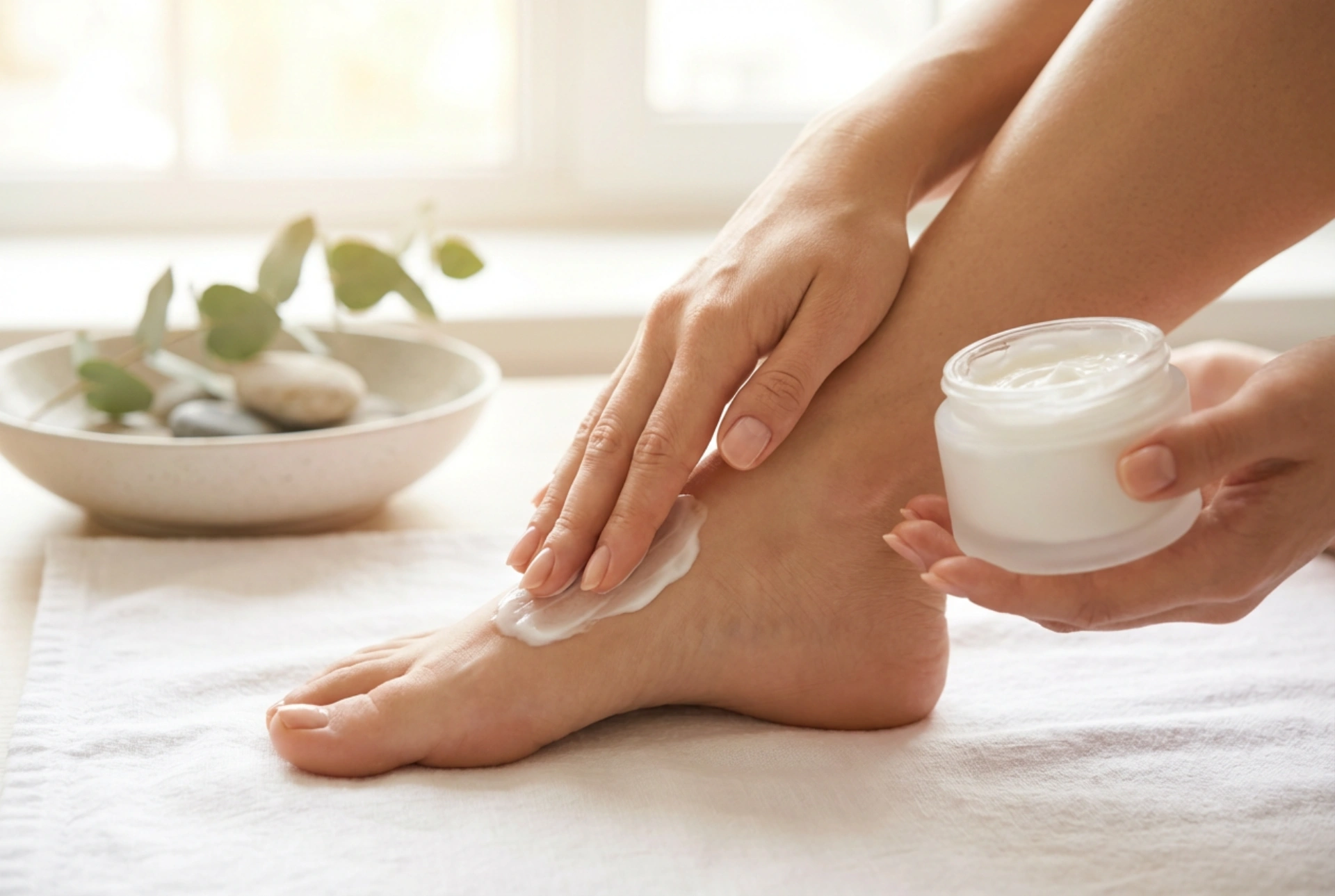 Crème pour les pieds : application quotidienne, massage et compléments de soin