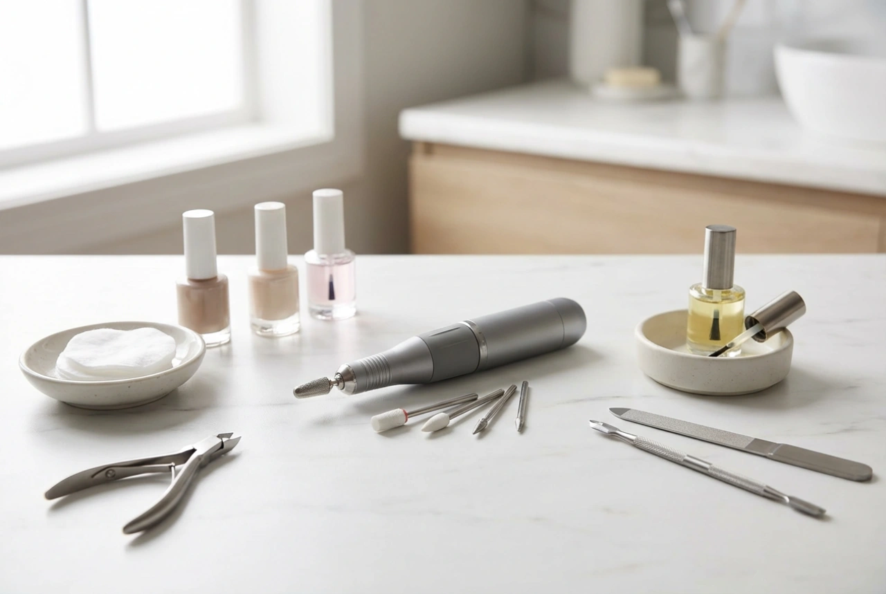 Kit de manucure avec ponceuse : accessoires et règles d'utilisation à la maison