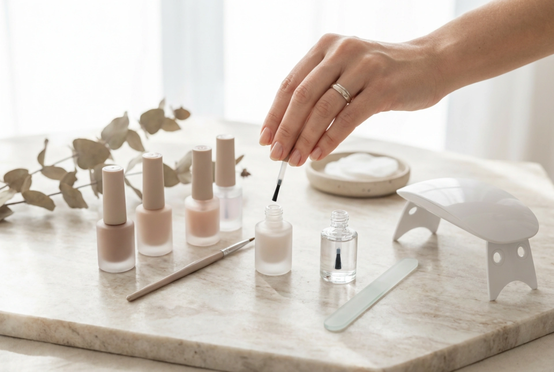 Vernis à ongles en gel sans traces : préparation de la plaque, application, top coat