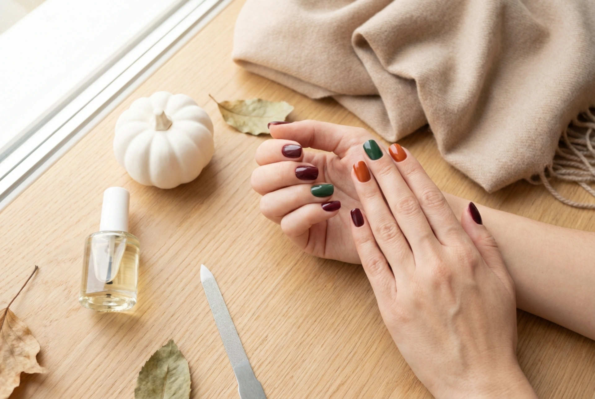 Manucure hybride d'automne : préparation de l'ongle, choix des teintes, finition
