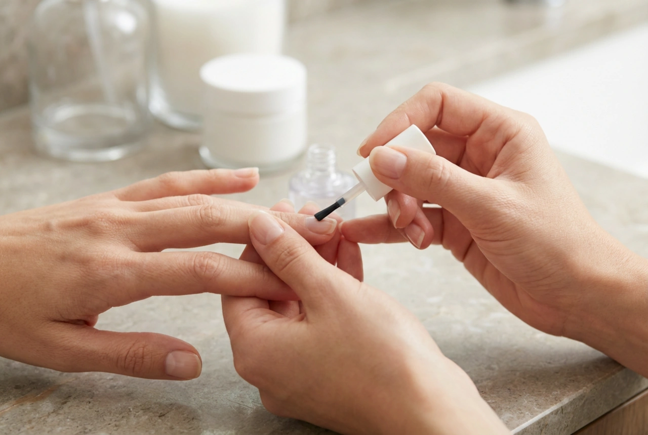Manucure hybride sur ongle naturel : préparation, base fortifiante, application