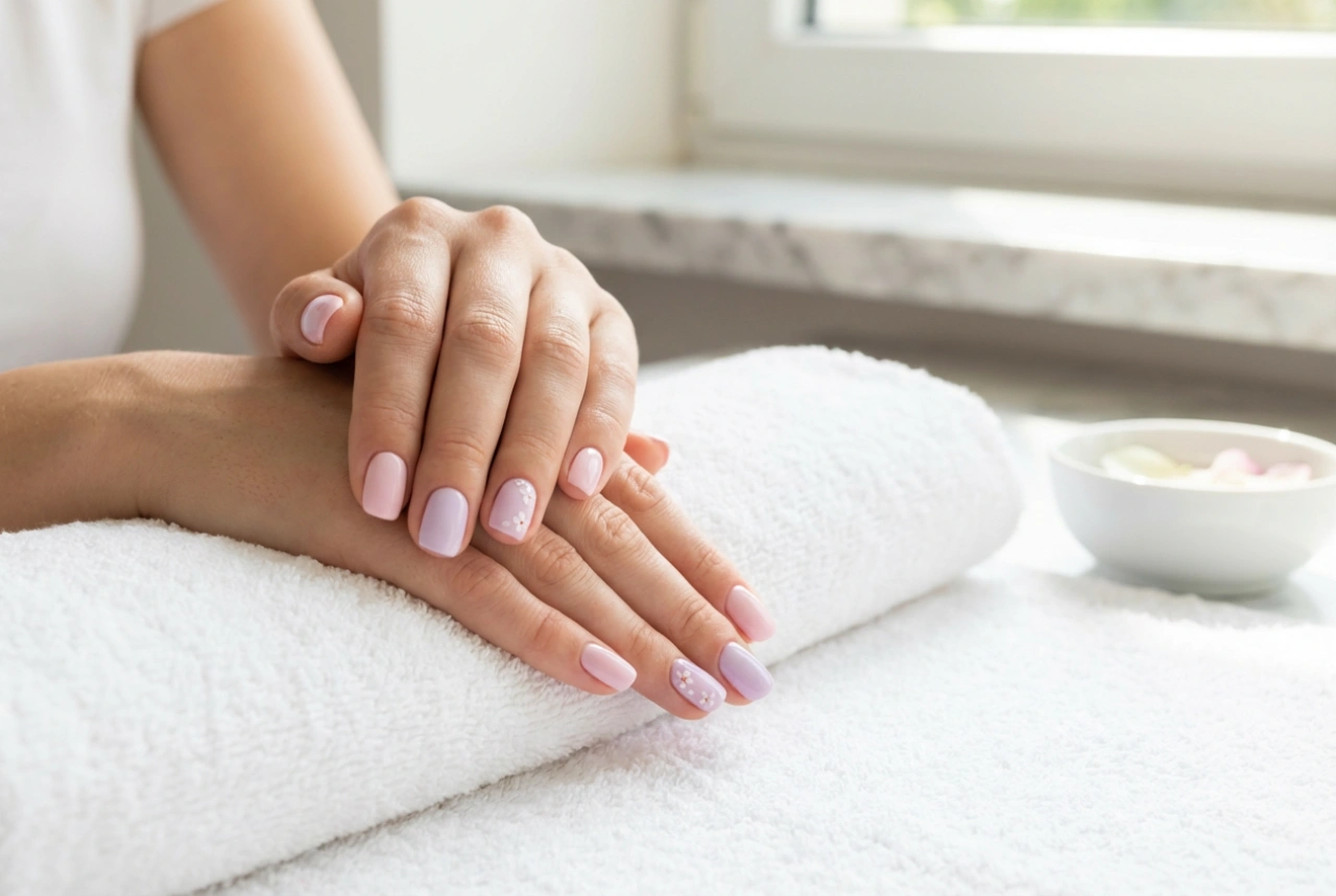 Manucure hybride de printemps : teintes délicates, décorations et application durable