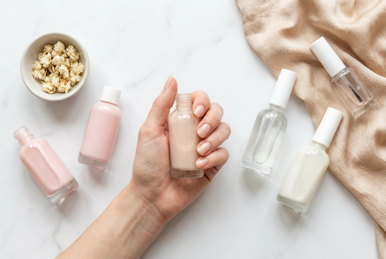 Vernis semi-permanent naturel : bases de construction, teintes laiteuses et finitions
