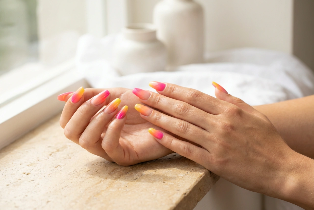 Vernis semi-permanent coloré pour l'été : nuances néon, ombré et protection de la couleur