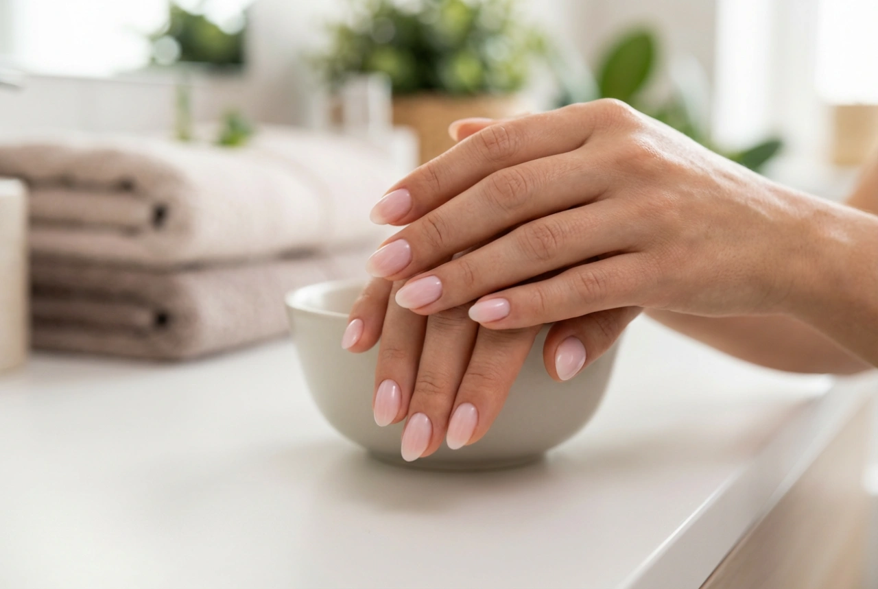 Ongles hybrides délicats : couleurs semi-transparentes et couches fines