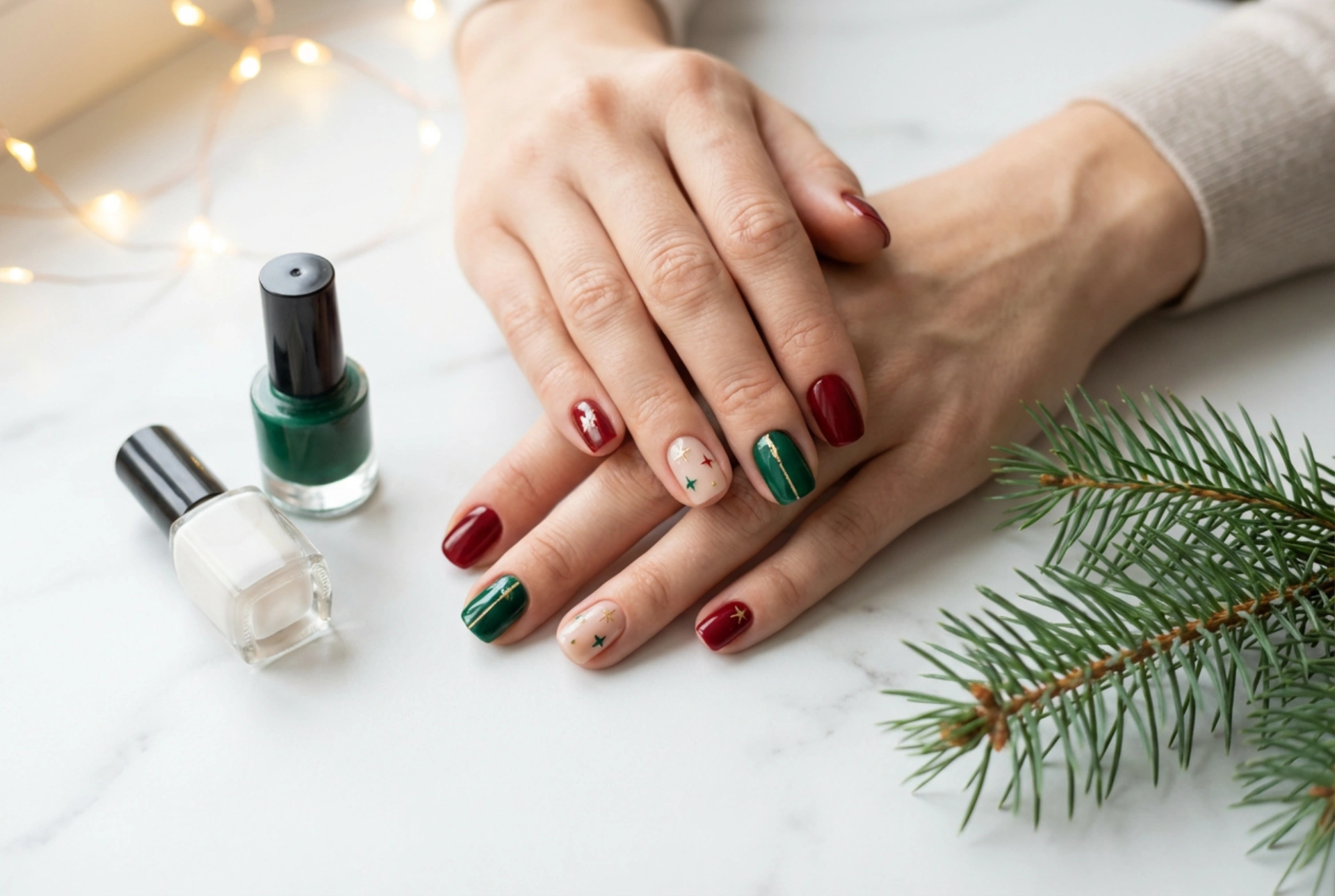 Guide festif : ongles hybrides pour les fêtes, couleurs et motifs faciles