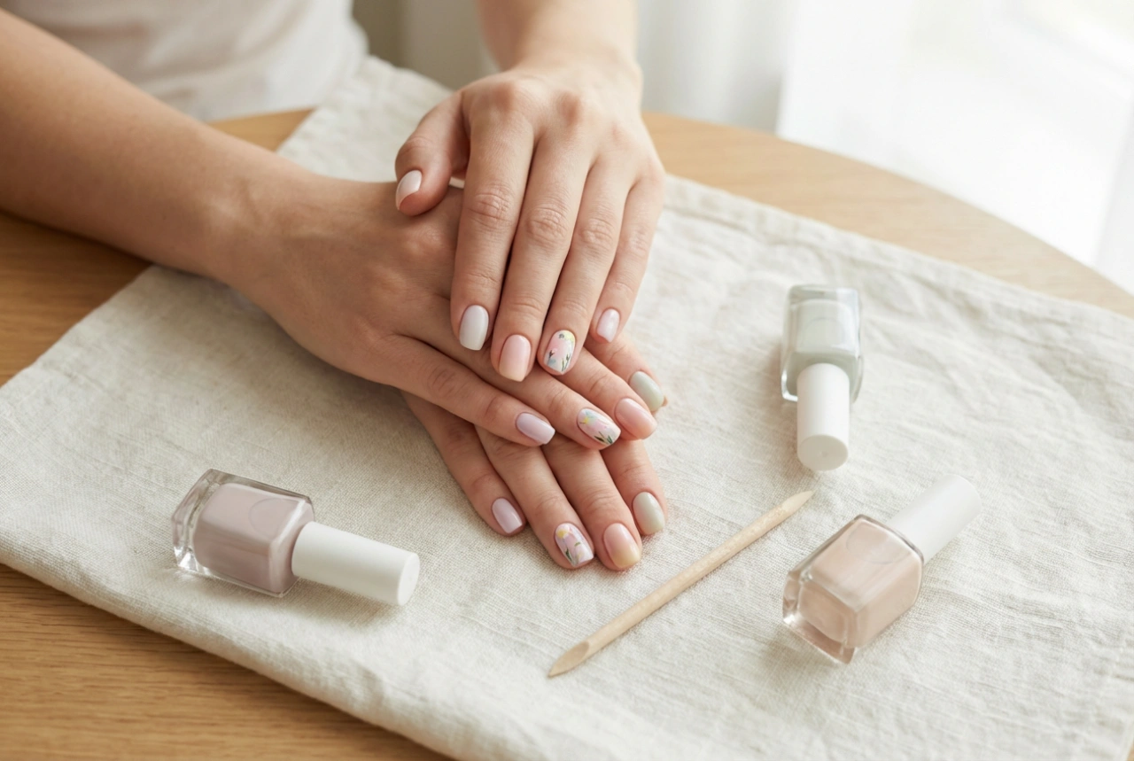Manucure semi-permanente de printemps : couleurs fraîches, accents floraux et tendances