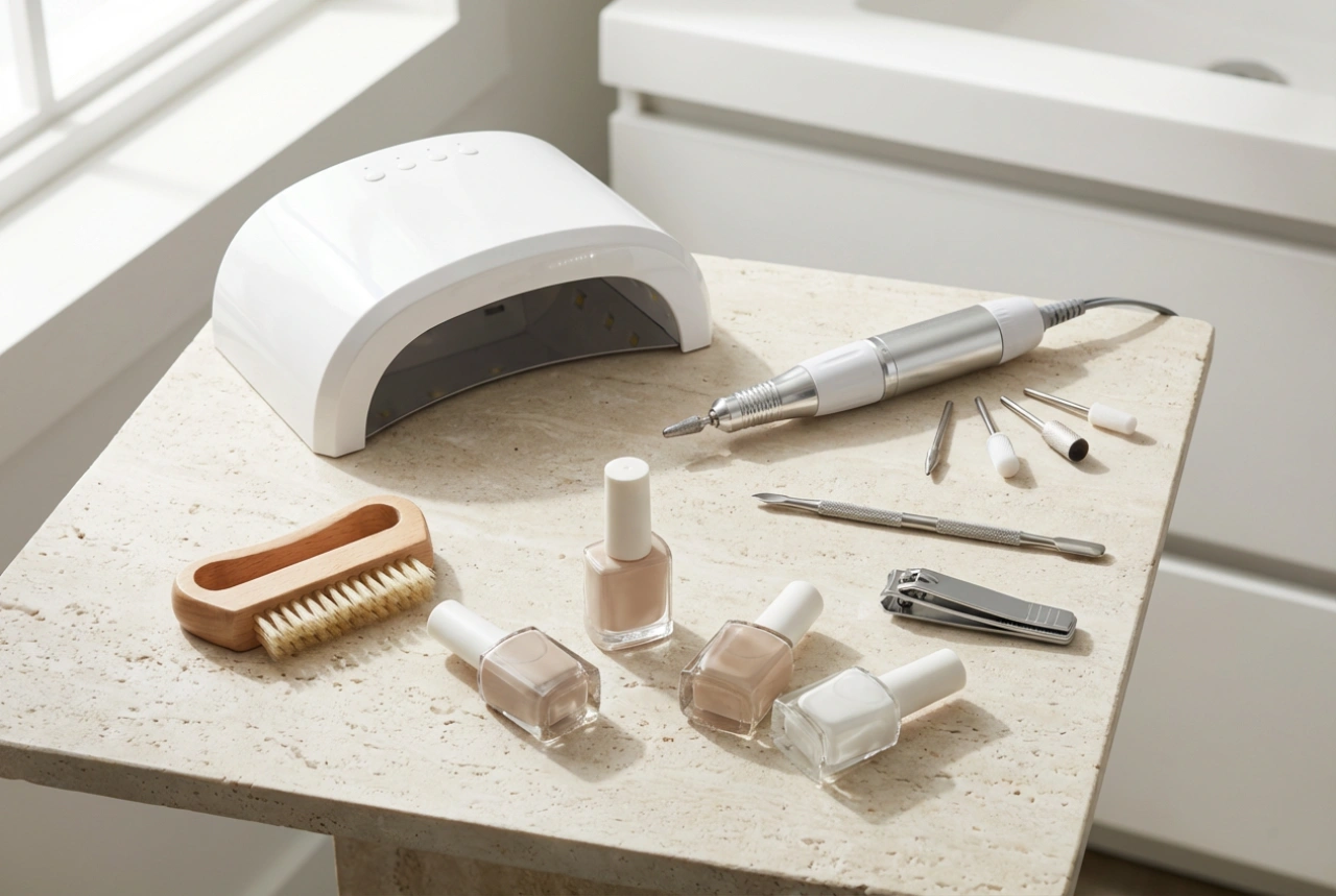 Lampe et ponceuse à ongles : le kit complet à domicile étape par étape