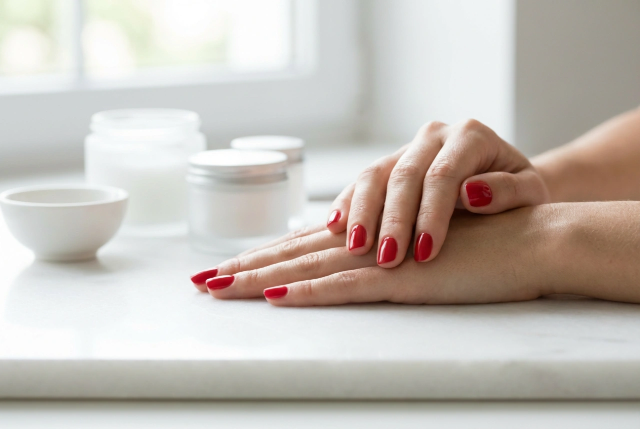 Ongles rouges élégants : forme, brillance et finition parfaite