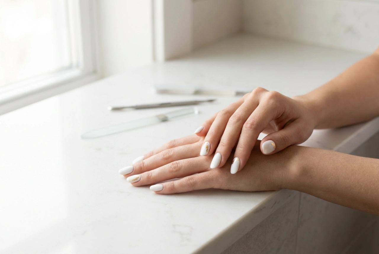 Ongles blancs et feuille d'or : techniques d'application et de protection