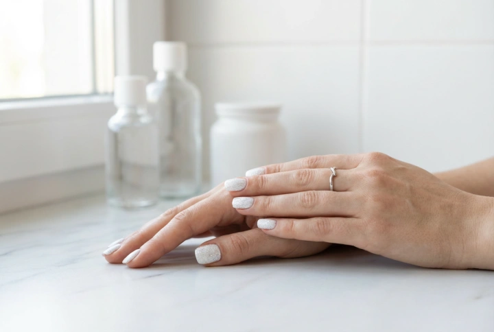 Manucure Blanche Pailletée Opaque : Base, Application et Finition