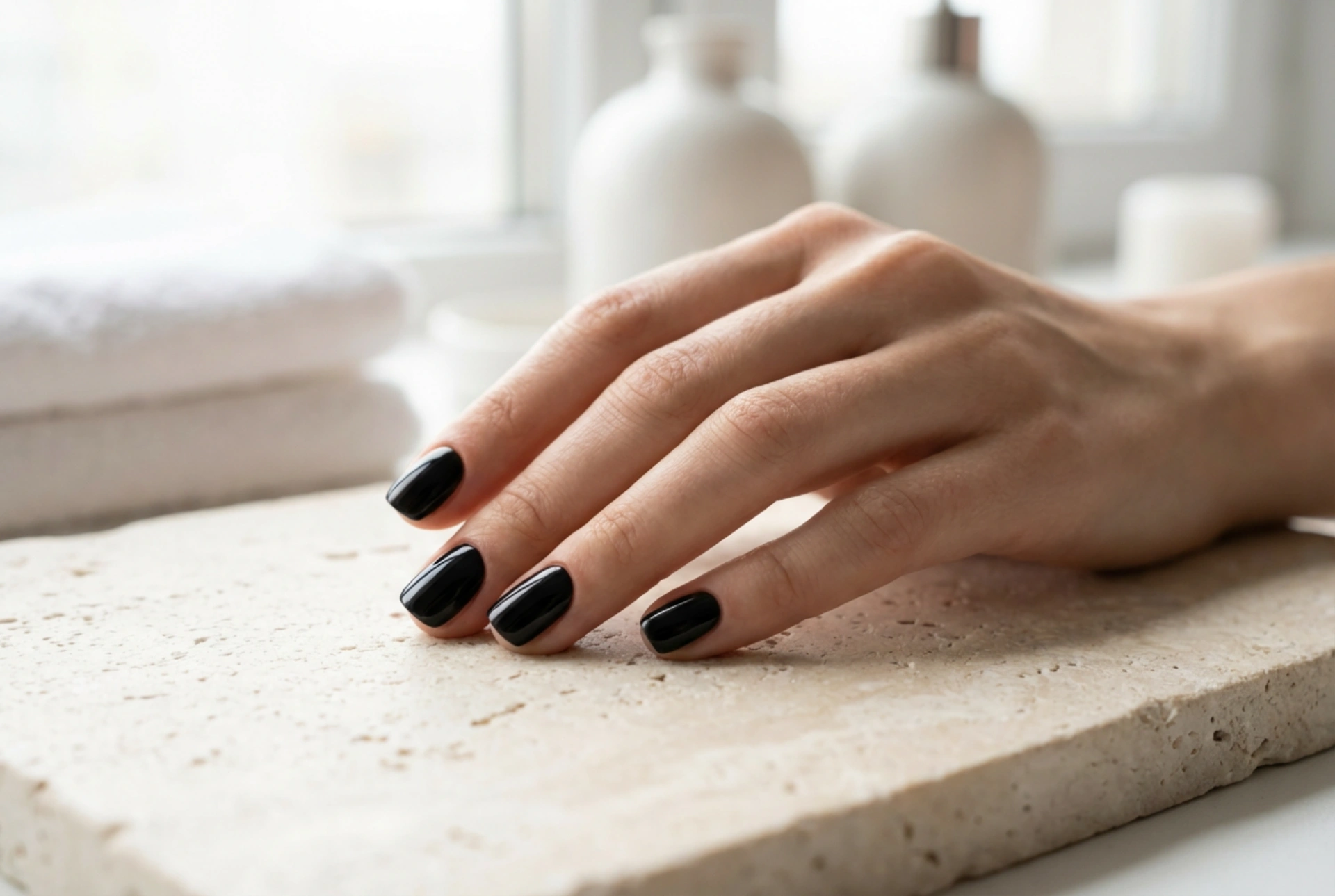 Ongles courts noirs : affinement optique et lignes épurées