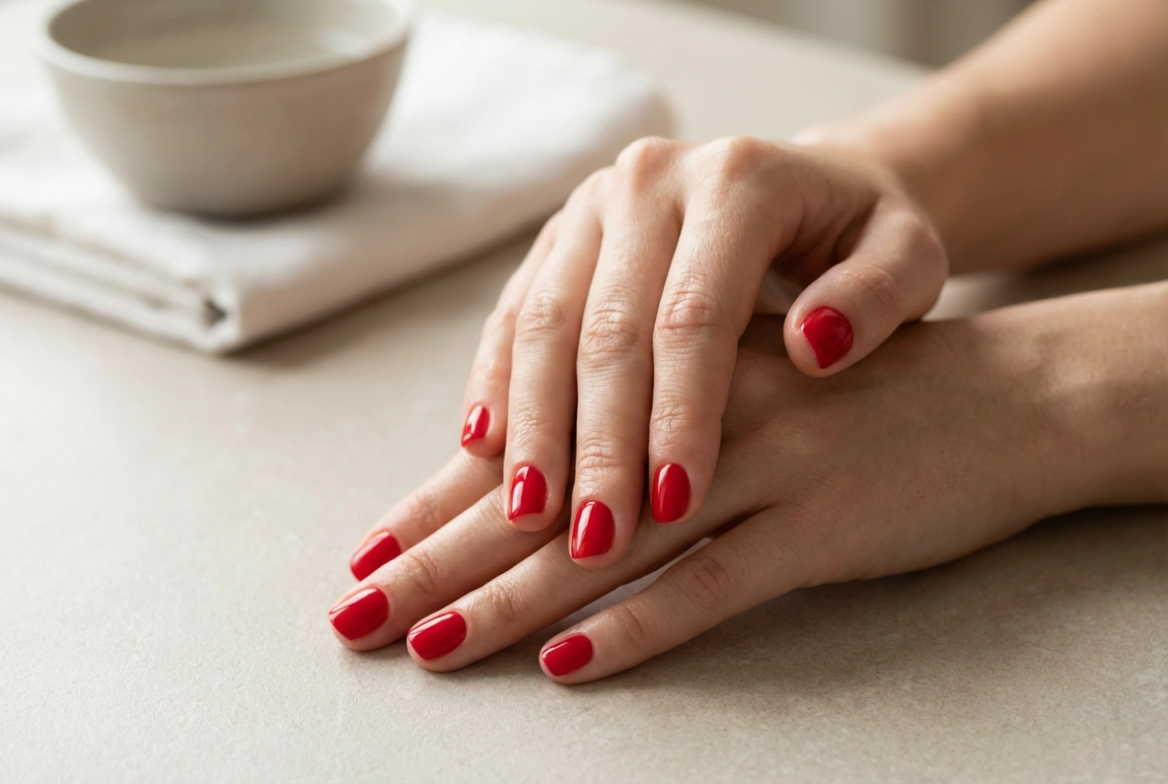 Comment vernir les ongles courts en rouge pour affiner les mains