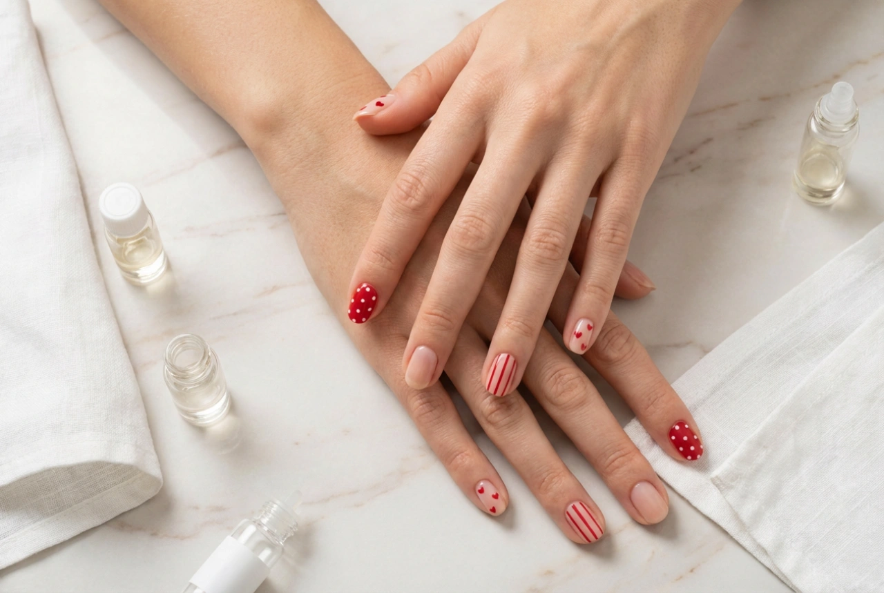 Ongles Rouges : Motifs pour Débutants, Points, Rayures, Cœurs