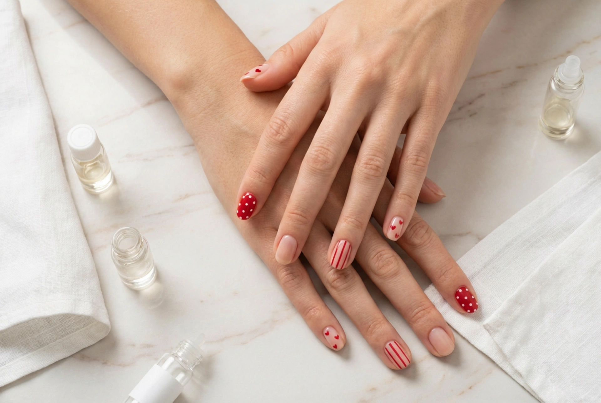 Ongles Rouges : Motifs pour Débutants, Points, Rayures, Cœurs
