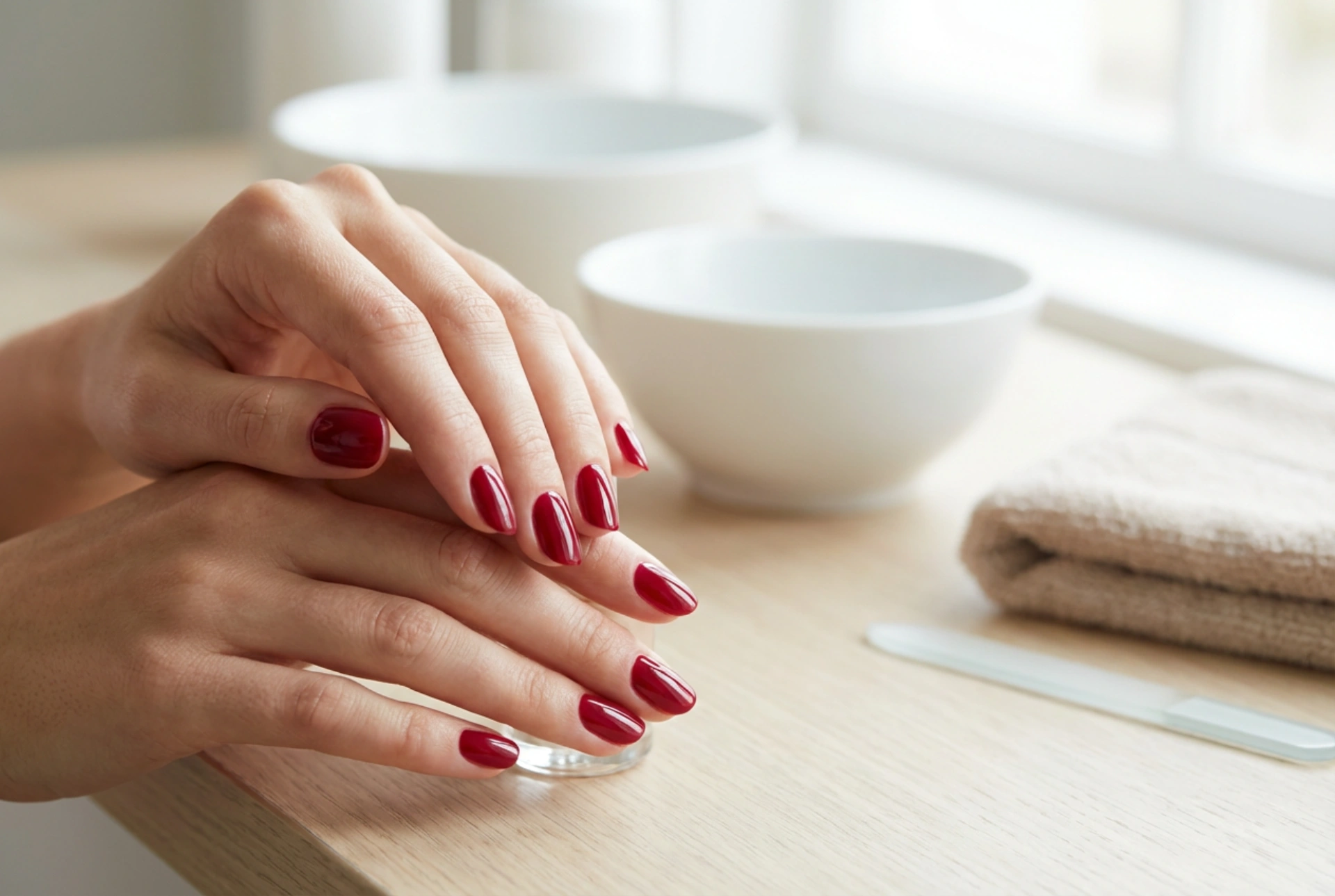 Ongles en gel rouges étape par étape : construction, couleur et brillance