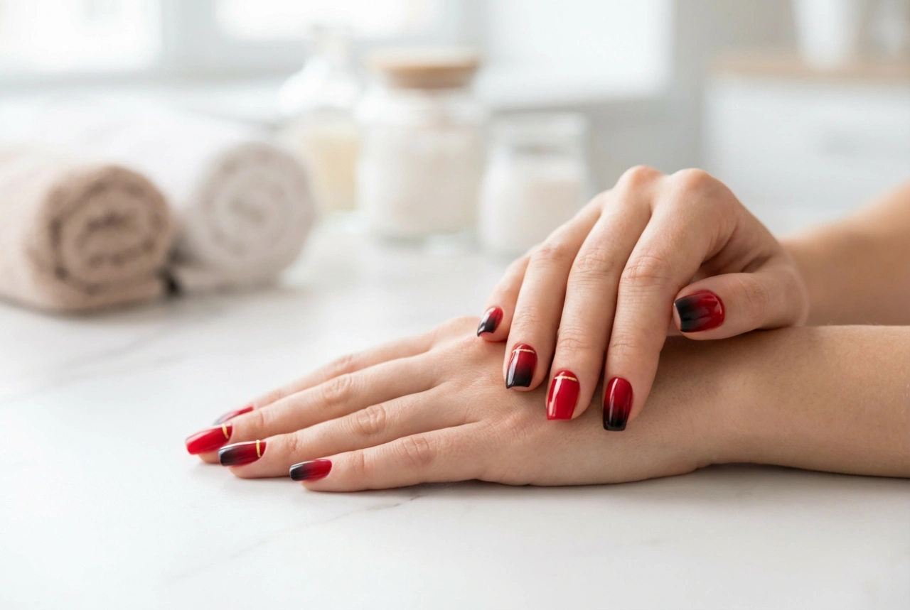 Ongles rouge et noir : harmonies, dégradés et nail art