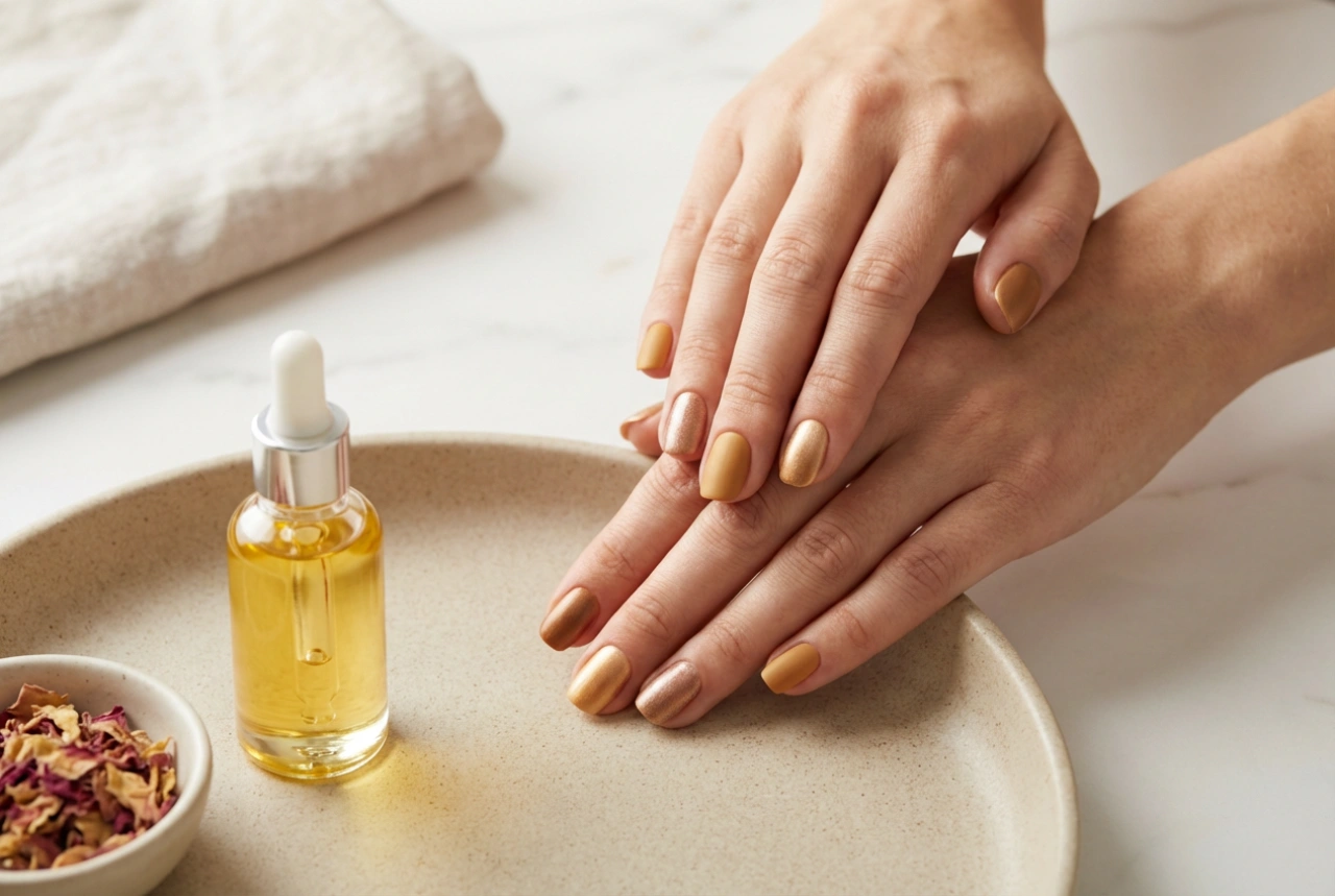 Ongles dorés élégants sans excès : nuances, textures, accents