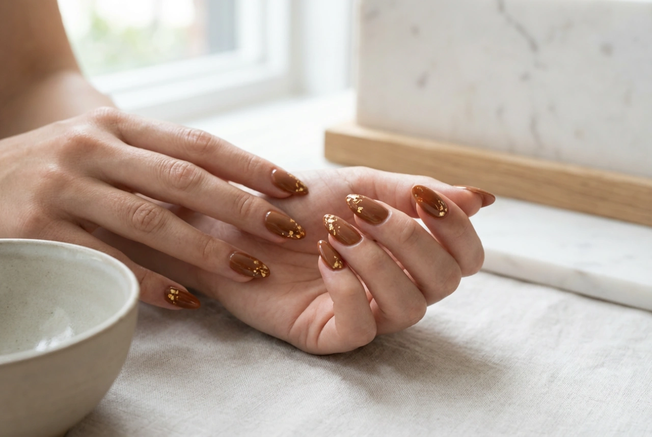 Comment réaliser des ongles marron et or : techniques rapides et astuces