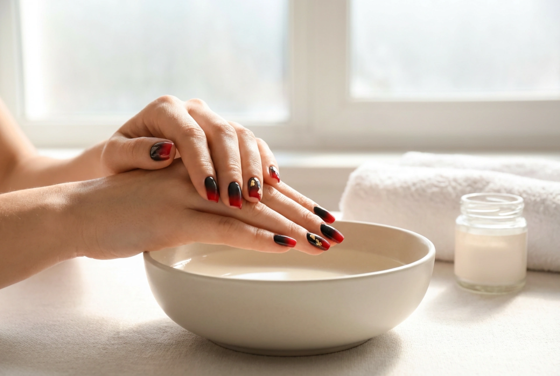 Ongles noir et rouge : duo élégant, dégradé et nail art sophistiqué