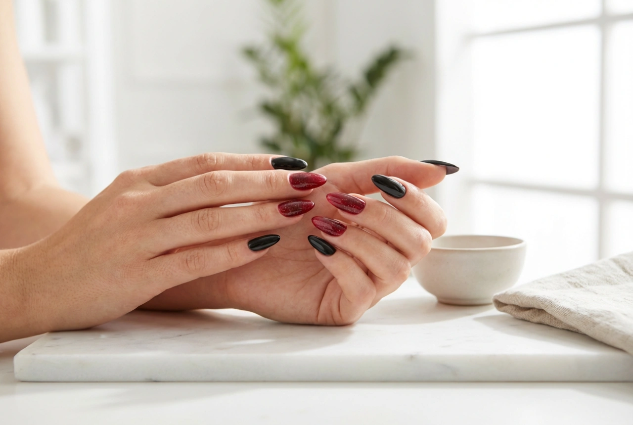 Manucure noire et rouge : techniques simples d'association et de nail art