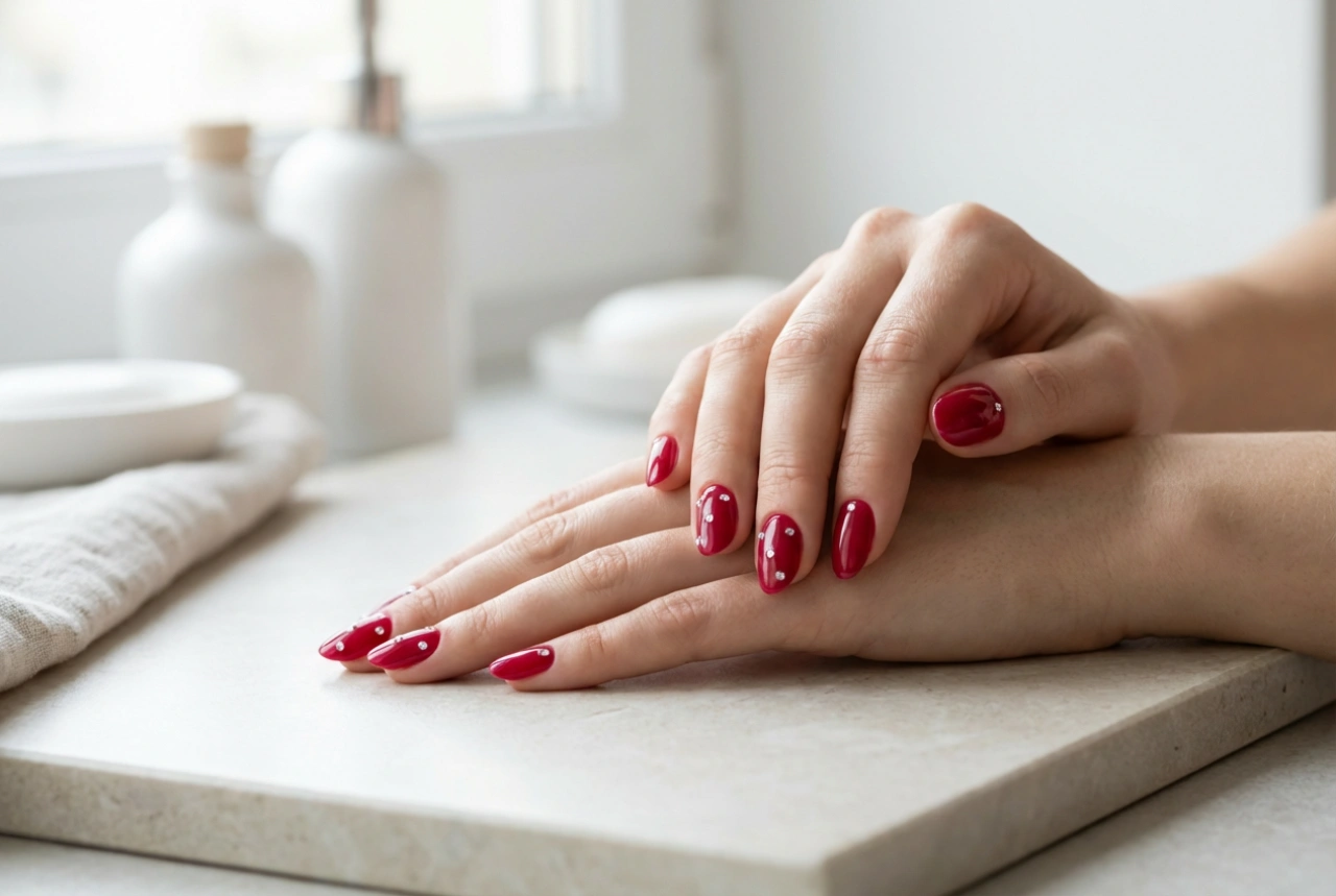 Ongles Rouges avec Strass : Fixation, Compositions et Durabilité