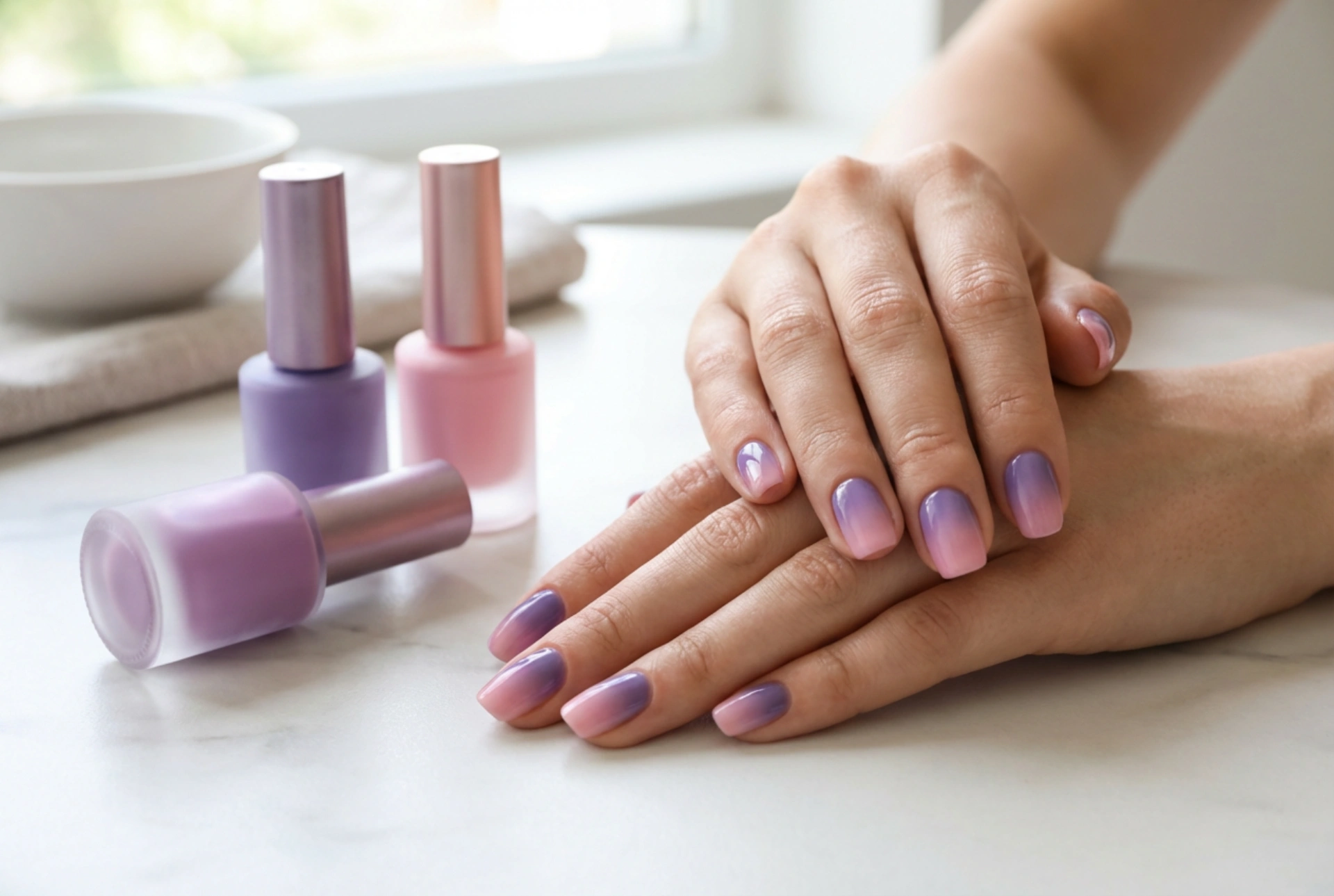 Ongles violets et roses : comment obtenir un dégradé lisse et des accents harmonieux