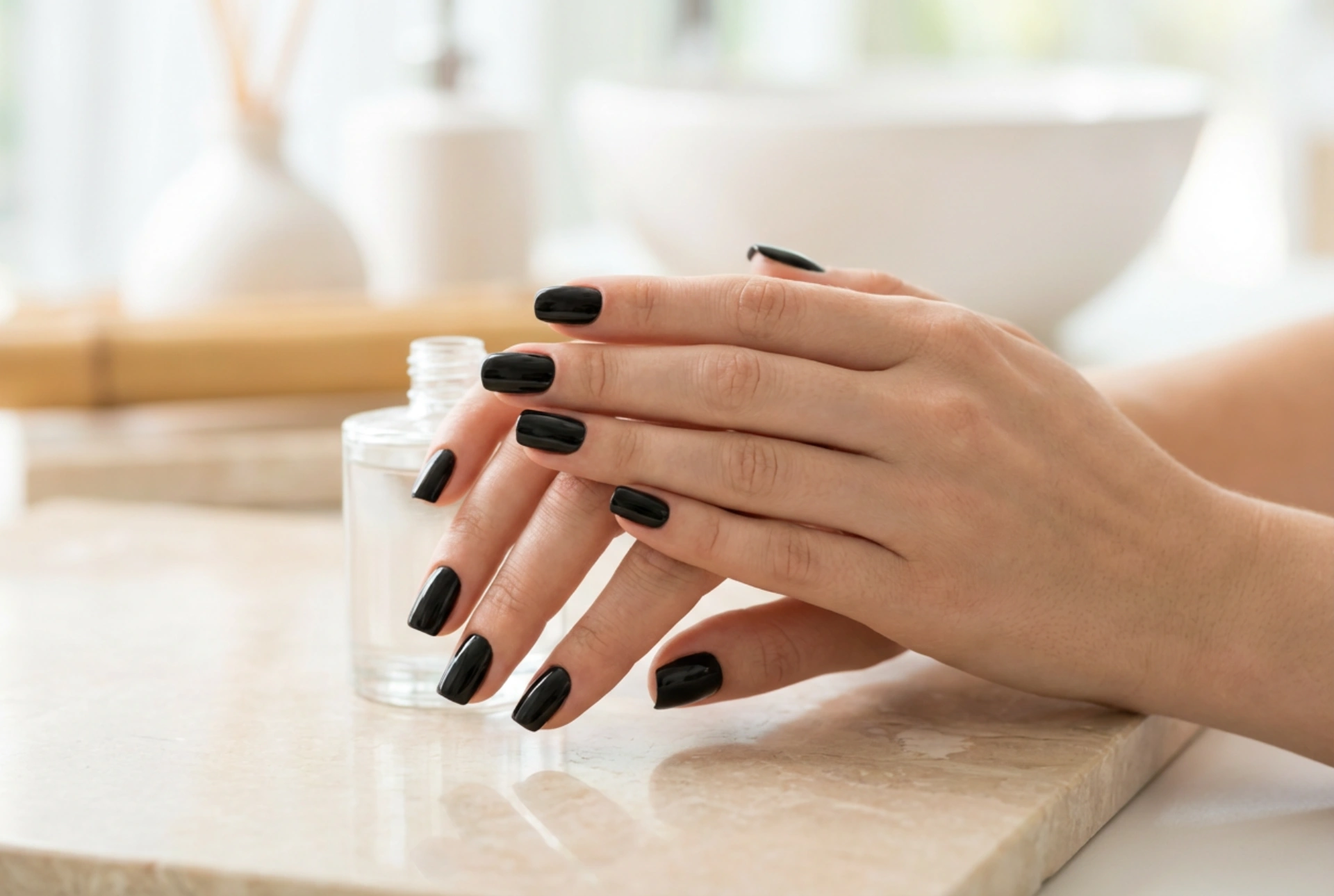 Ongles noirs en gel : préparation, couvrance et brillance