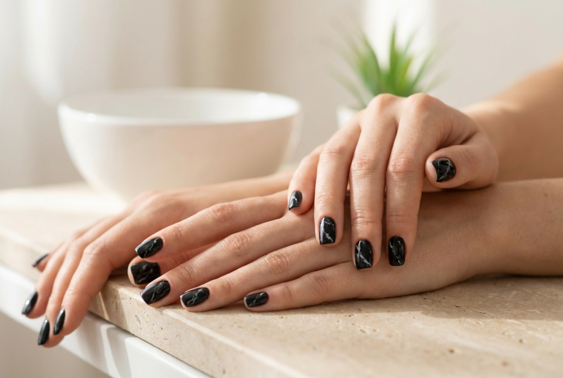 Ongles effet marbre noir : deux techniques de réalisation et comment faire durer le motif