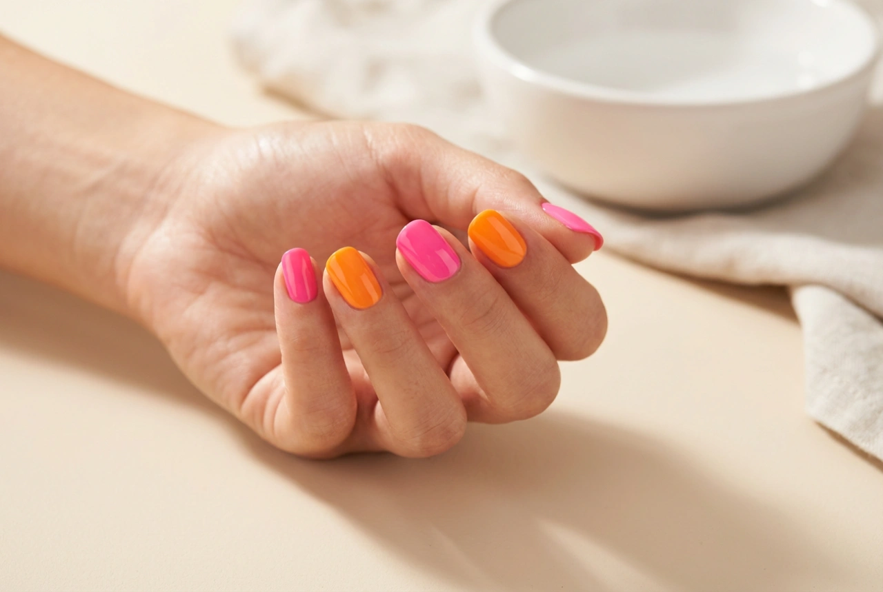 Ongles néon pour l'été : préparation de la plaque et couverture uniforme