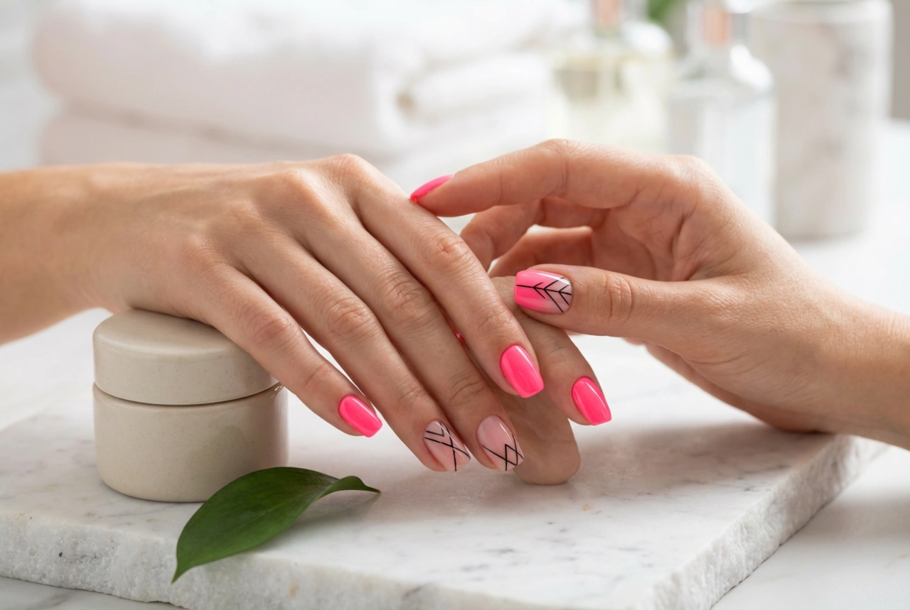 Ongles rose néon et noir : des décorations contrastées étape par étape