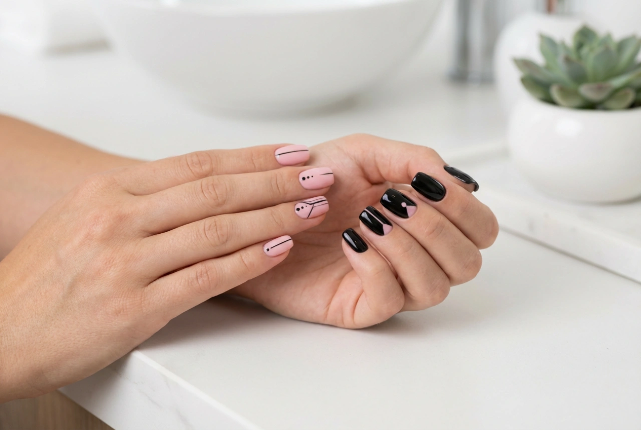 Manucure Rose et Noir : Idées de Contrastes et Techniques Simples
