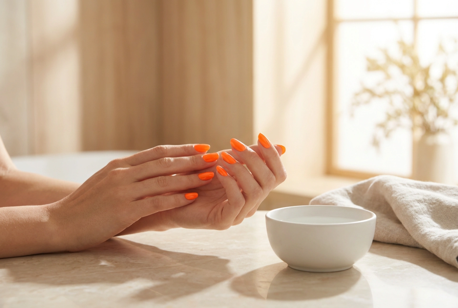 Ongles orange néon : une couleur intense sans transparence