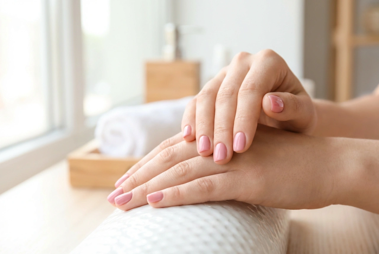 Ongles courts roses : allongement optique et contour net