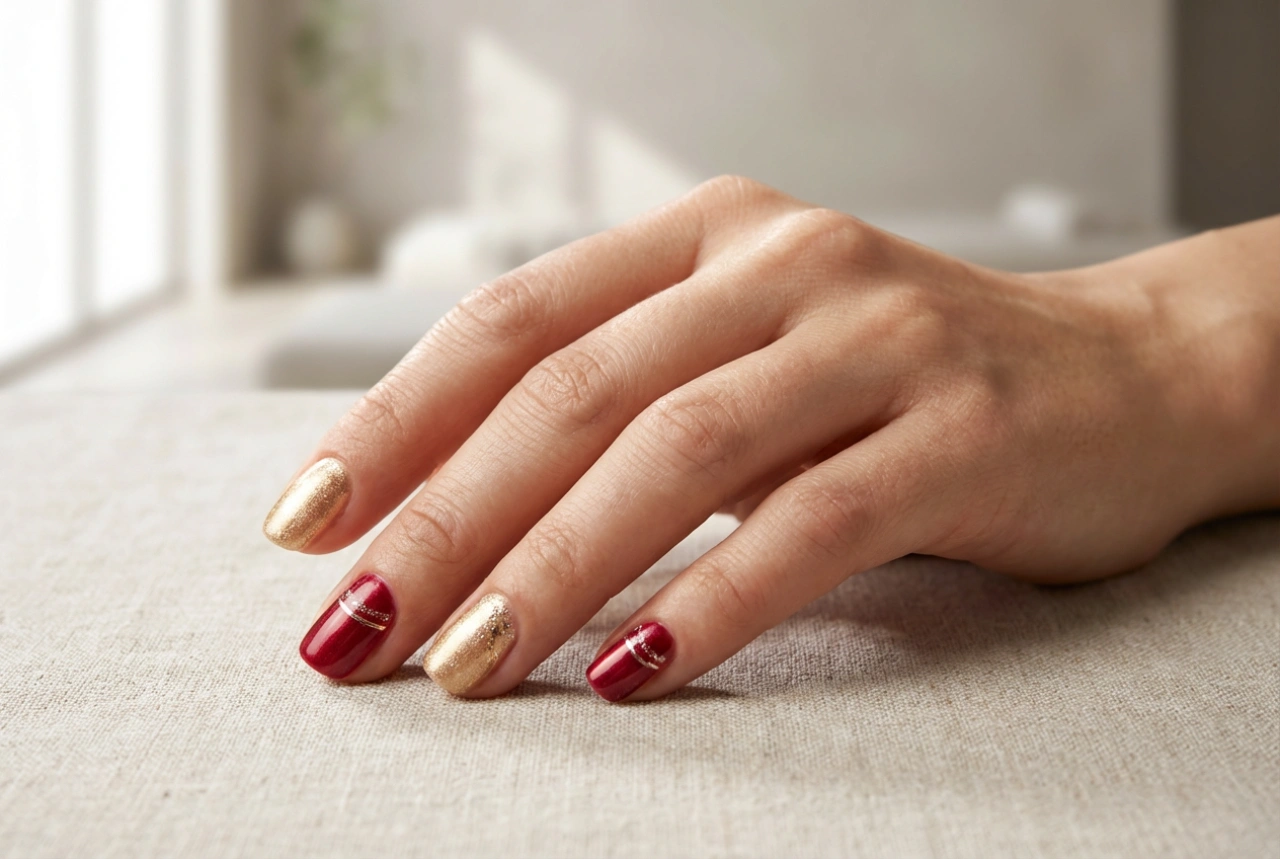 Ongles rouges et or : comment associer couleurs, décorations et finitions