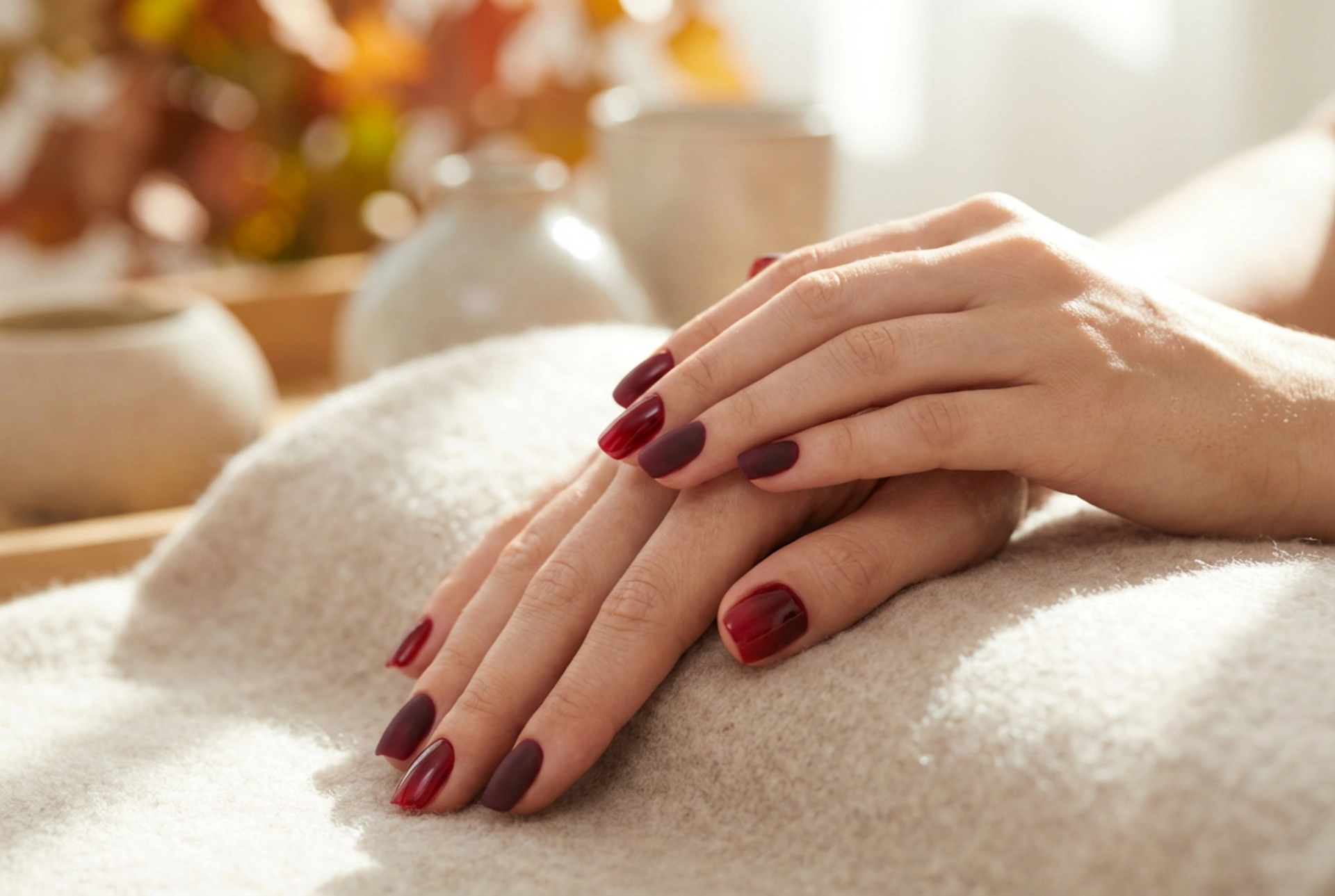 Ongles bordeaux ombré : associations automnales et finitions mat ou brillant