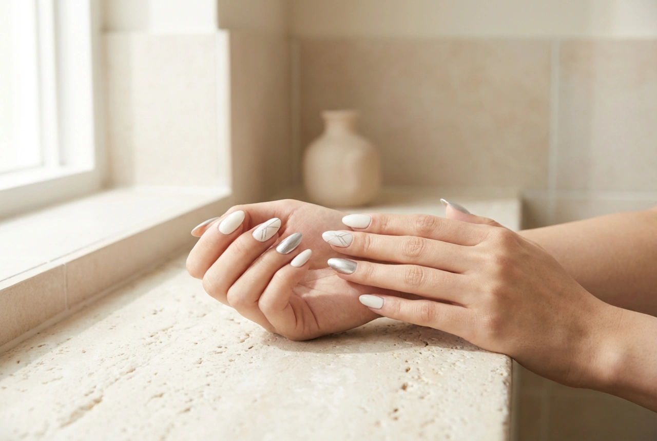 Ongles blancs et argentés : combinaisons élégantes et décorations simples