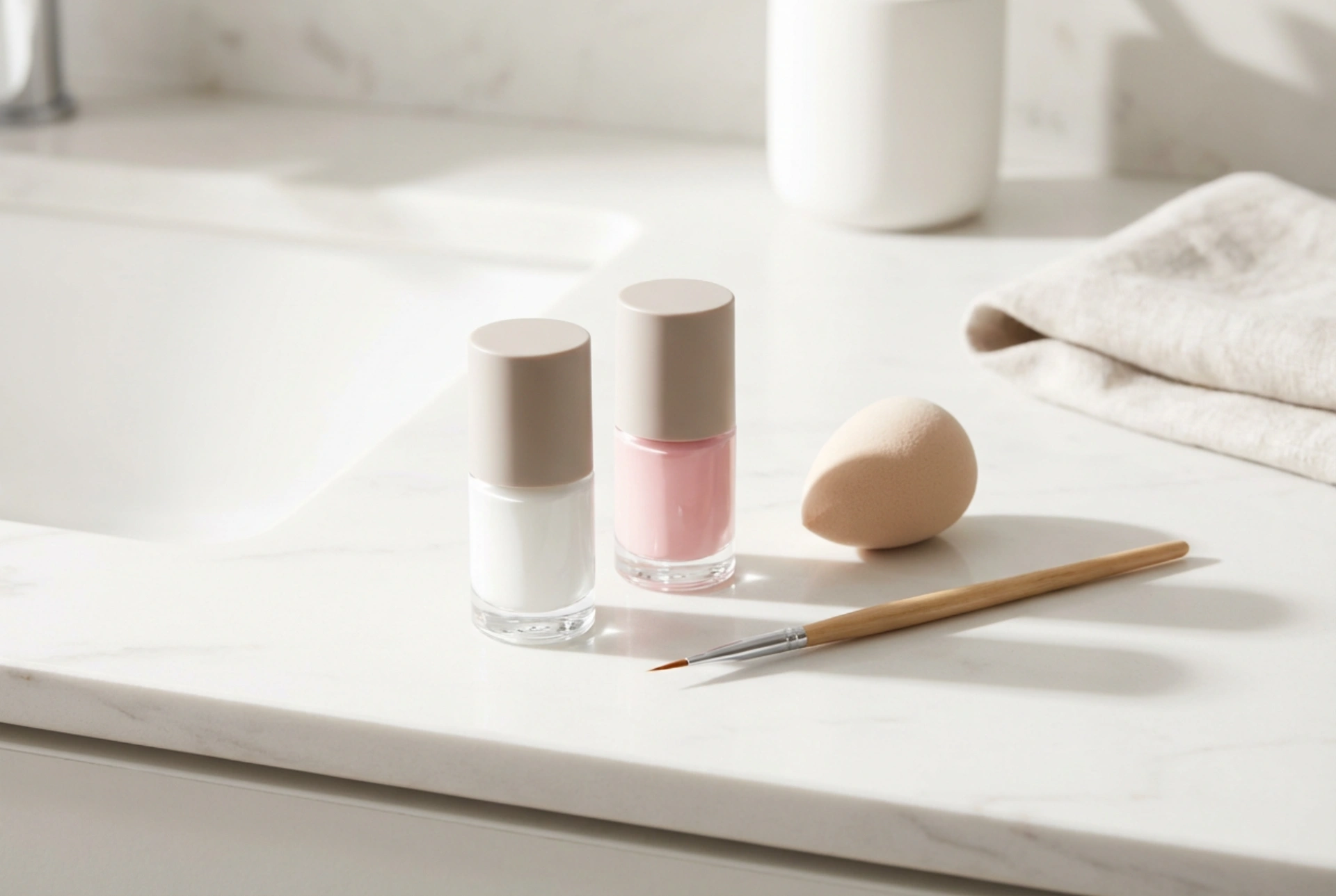 Manucure Ombré Blanc et Rose Étape par Étape : Éponge et Pinceau