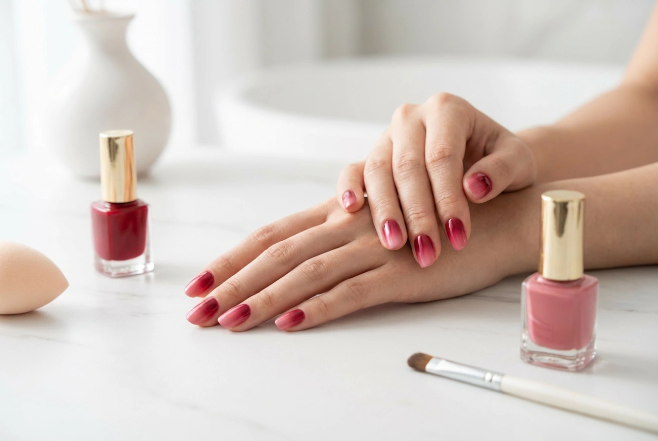 Ongles ombrés rouges : techniques de dégradé à l'éponge et au pinceau