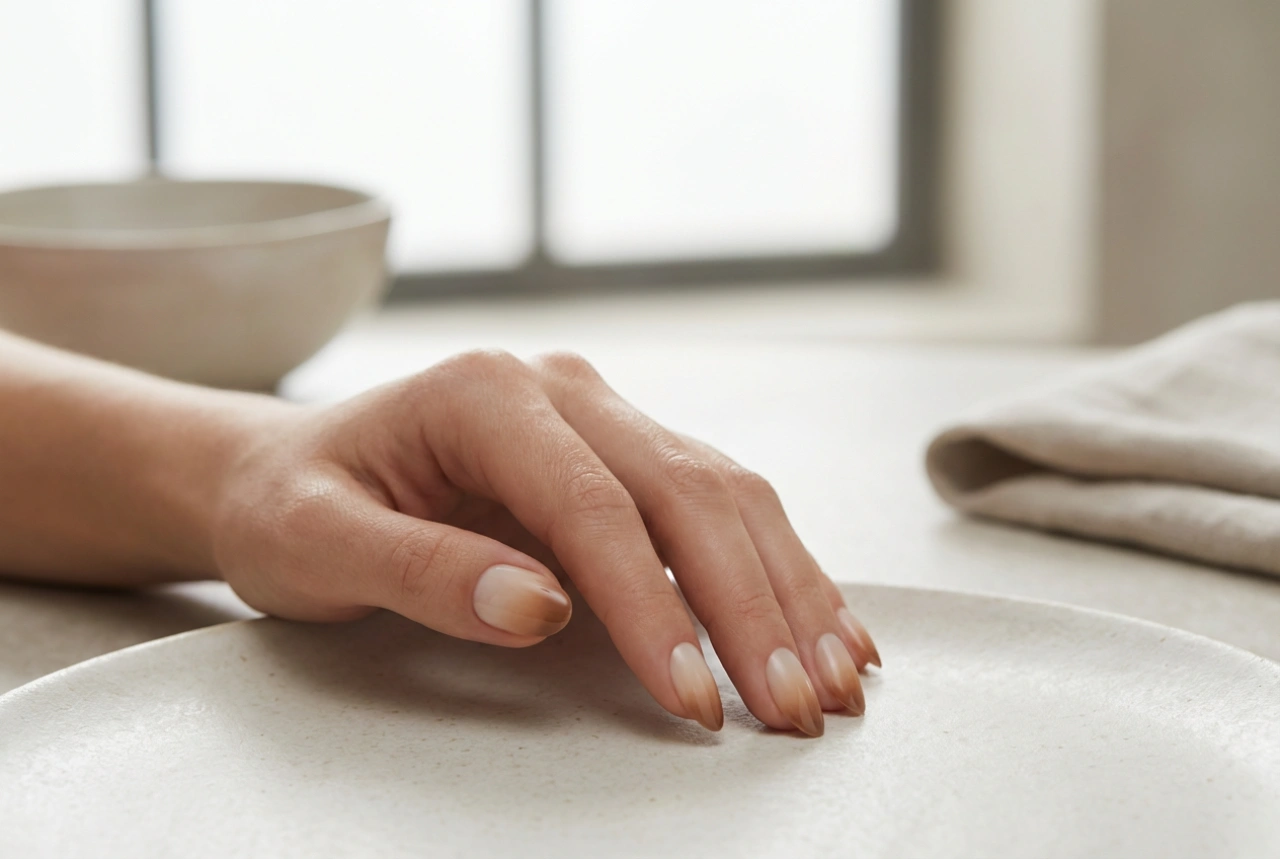 Ongles cappuccino ombré : un dégradé subtil de café pour une manucure élégante